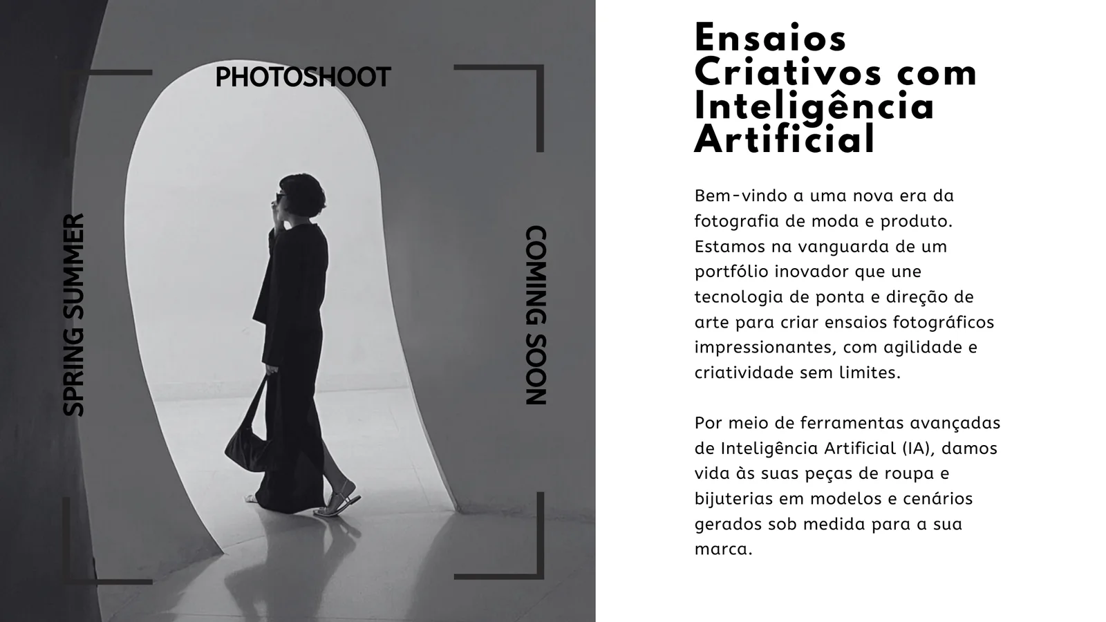 Ensaios criativos com Inteligência Artificial — photoshoot Spring Summer