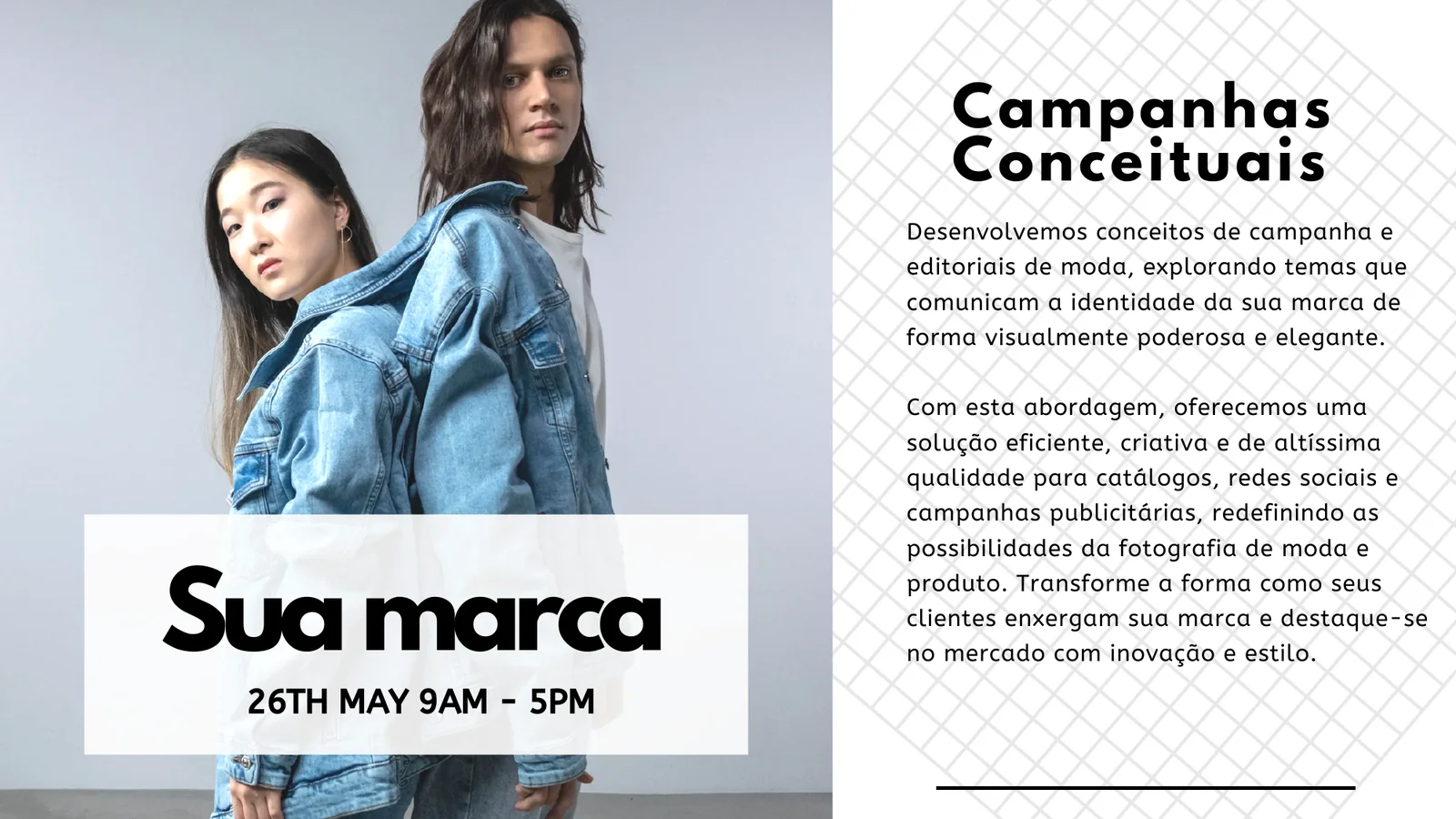 Campanhas conceituais e editoriais de moda